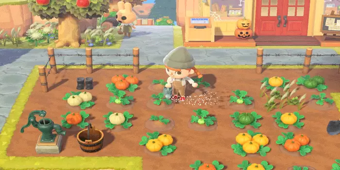 Berkebun-Dalam-Game-Animal-Crossing,-New-Horizons